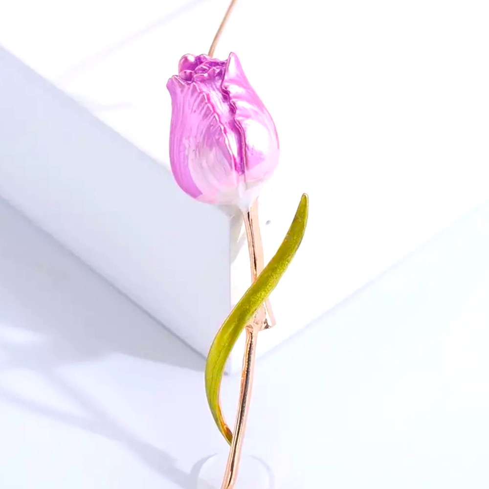 New Pink Tulip Pin Brooch Elegant Floral Brooch Grandmacore Mother’s Day